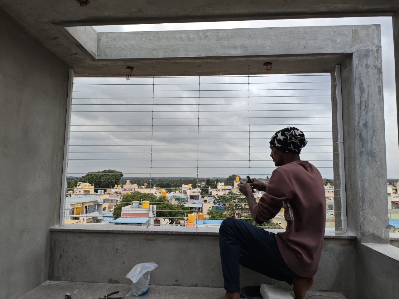 Balcony Invisible Grills — photo 2 installation in Mysore — real project photo by Jogi Invisible Grills